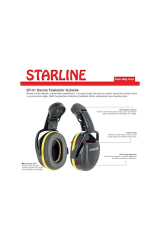 Starline Bt-01 25DB  Barete Takılabilir Kulak Koruyucu  Kulaklık