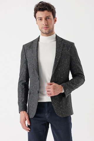 İmza Koyu Yeşil Desenli Mono Yaka Astarlı Çift Yırtmaç 6 Drop Slim Fit Dar Kesim Klasik Ceket 1002235132-koyu Yeşil Koyu Yeşil