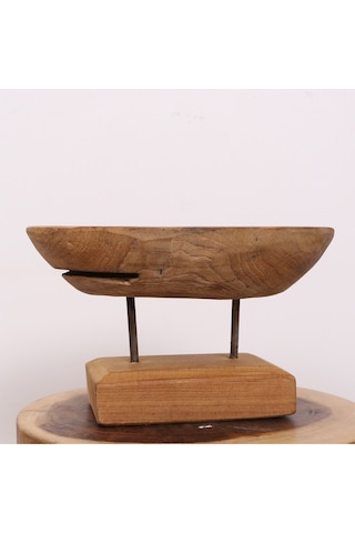 Carvıng - Teak Ağacından Oyma Masa Üstü Dekor 40x18 Cm