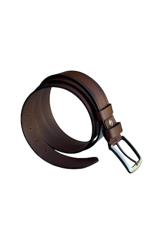 Süzer Deri 4 Cm. Spor Model Hakiki Deri Kenarları Dikişli Erkek Kemer Kahverengi