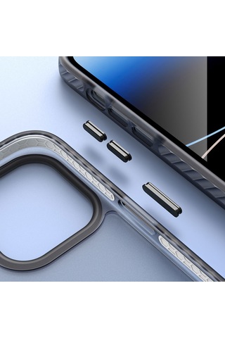 Apple Uyumlu iPhone 14 Pro Max Kılıf Mat Arka Yüzey Wireless Şarj Özellikli Zore Locik Kapak