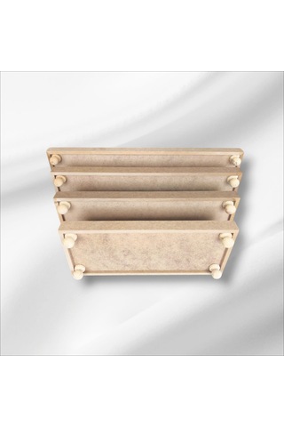 Ahşap Boyanabilir Ayaklı Dikdörtgen 4'lü Sunumluk-tepsi Takımı