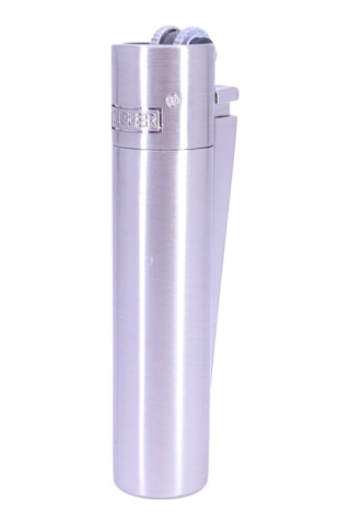 Clipper Özel Kutusunda Metal Çakmak - Mat Gümüş Brushed Silver