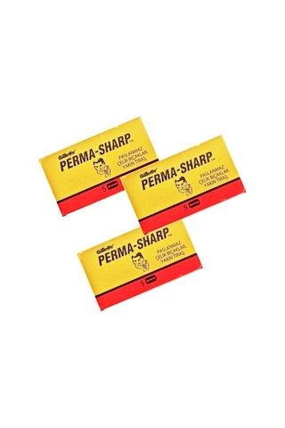 Tr Perma-sharp Çift Taraflı Tıraş Bıçağı, Paslanmaz Çelik, 3 Kutu X 5 Adet, Toplam 15 Jilet, Islak Tıraş İçi
