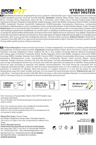 Sporfit Nutrition Hydrowhey Protein Tozu 900 Gr 30 Servis Çilekli Pasta + 3 Milyar Probiyotik + Shaker + Protein Kahve Hediyeli çilek