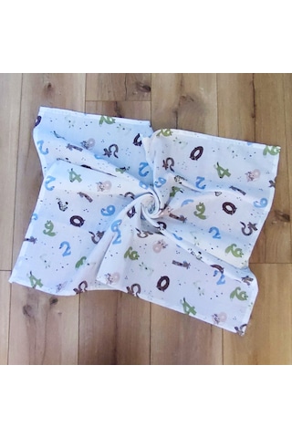 S-Mall Müslin Bebek Battaniyesi -Rakamlar -Pamuk -75X85 Cm Çok Renkli