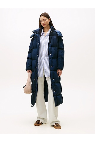Tommy Hilfiger Kadın Marka Logolu Kapitone Dikişli Kapüşonlu Günlük Kullanıma Uygun Lacivert Mont Dw0dw21977 C1g