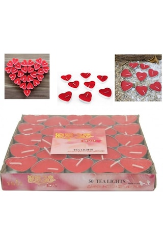 100 adet Kalpli Mum Küçük Kırmızı Tealight Kalp Şeklinde Mum