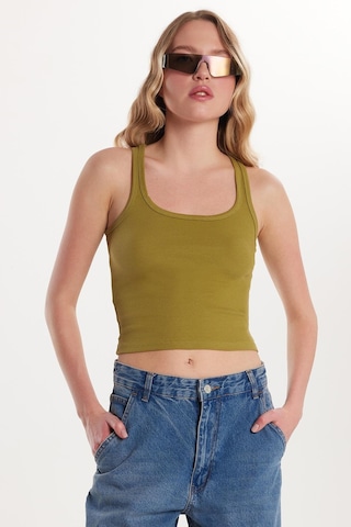 Tudors Kadın Slim Fit Dar Kesim İnce Askılı U Yaka Yeşil Body Atlet-34169 Yeşil