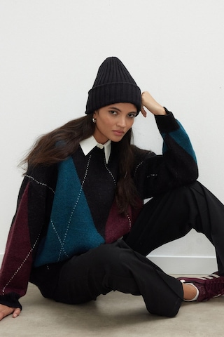 Manuka Baklava Desen Triko Kazak Petrol