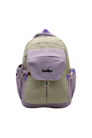 Günlük Sırt Çantası Unisex Çok Bölmeli Okul Çantası 2601 Bej-lila Beyaz - Lila