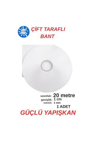1 Adet 20 Metre Uzunluğunda 1,sınıf Kaliteli Çift Taraflı Bant Ofis Salon Çerçeve Kırtasiye Bantlama