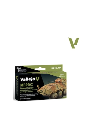 Vallejo 71212 6x18 Ml. Merdc Desert Colors, Model Air Serisi Model Boyası Seti Renkli