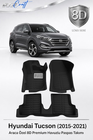 Otocraft Hyundai Tucson 2015-2021 Araca Özel 8d Havuzlu Oto Paspas Takımı Siyah Tam Set 3 Parça Otocraft Hyundai Tucson 2015-2021 Araca Özel 8d Havuzlu Oto Paspas Takımı Siyah Tam Set 3 Parça