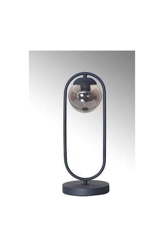 Zenga Antrasit Metal Gövde Füme Camlı Tasarım Lüx Masa Lambası