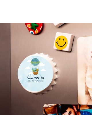 Kişiye Özel Erkek Bebek Mevlüt Hatırası Açacak Magnet Balon Temalı Buzdolabı Açacağı 10 Adet