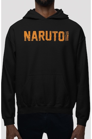 Sevbano Tasarım Naruto Uzumaki Anime Sırt Baskılı Unisex Oversize Penye H Siyah
