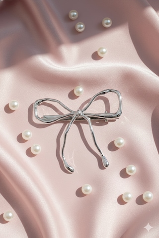 Kurdele Şeklinde Metal Toka, Metal Klipsli Fiyonk Toka Gümüş