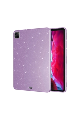 Apple Uyumlu iPad Pro 11 2020 2.nesil Simli Parlak Görünümlü Zore Tablet Koton Kılıf-lila Tablet Kılıfı