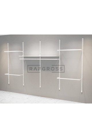 Mağaza Raf Sistemi, Askılık Sistemi, Butik, Mağaza Stand- 245x200 Beyaz