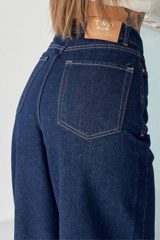 Balenbi Kadın Yüksek Bel Jean Salaş Kesim Extra Wide Leg Kot Pantolon 1240 - Premium Seri Lacivert 2334
