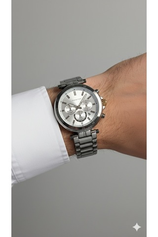 For Motion Erkek Kol Saati Gümüş Renk, Gümüş Kadran - Fm.13675fm.01, 2 Yıl Garantili Gümüş