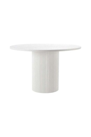 Breeze Yuvarlak Ahşap Bohem Masa 120x120 Beyaz