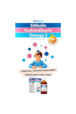 Miraderm Cognizin Sitikolin Fosfotidilserin Omega 3 Portakal Aromalı Şurup 100ml