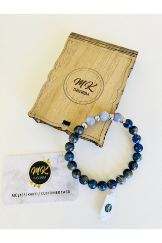 Mk Tasarım Gerçek Lapis Lazuli Mor Kuvars Taşı Bileklik Mk.011.002 Çok Renkli