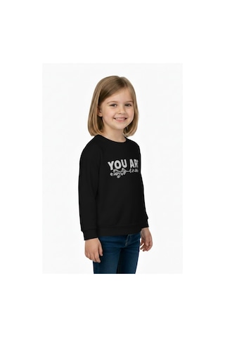 Kız Çocuk Baskılı Sweatshirt Bgl-st05266 Siyah