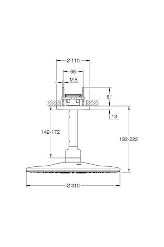 Grohe RAİNSHOWER SMARTACTİVE 310 TEPE DUŞU SETİ 142 MM, 2 AKIŞLI
