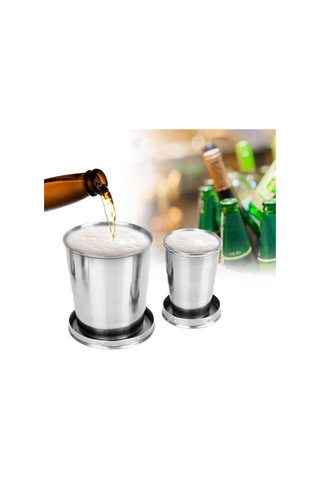 Moveevo 201 Paslanmaz Çelik Katlanabilir Bardak, 450ml, Taşınabilir Tasarım, Anahtar Zinciri Uyumlu, Dış Mekan Ve Seyahat İçin Ideal Diğer
