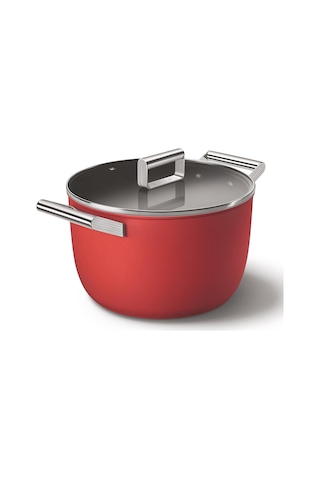 Smeg Cookware 50's Style Kırmızı Tencere Cam Kapaklı 26 CM 7.7 L