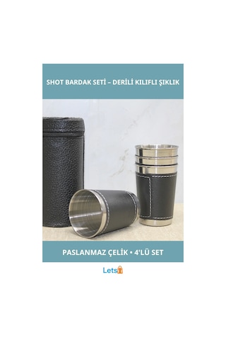 Derili Kılıflı Paslanmaz Çelik 4'lü Shot Bardak Çok Renkli