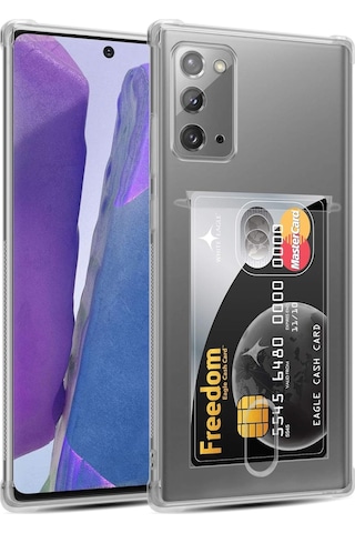 Kvy Samsung Galaxy Uyumlu Note 20 Kamera Korumalı Kartlıklı Setra Şeffaf Silikon Kılıf