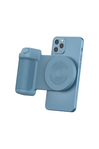 Jeemson Mavi Yüksek Performanslı Magsafe Kablosuz Şarj Cihazı - Telefon Kamerası Ayakçılığı Ve Bluetooth Kumanda İle Fotoğraf Çekim İçin Manyetik Tutuculu