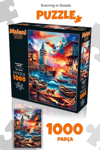 1000 Parça Evening In Galata Puzzle - Galata Kulesi Manzaralı Yapboz 68x48 Cm