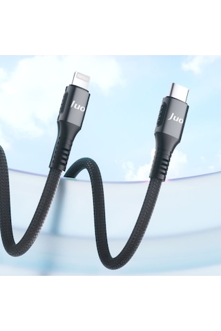 Juo JCBK271-B 27 W USB Type-C To Lightning Örgülü Hızlı Şarj Ve Data Kablosu 1 M