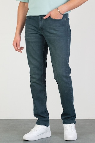 HLT Jeans Erkek Petrol Yeşili Taşlamalı Slim Fit Likralı Jean Kot Pantolon Robert Yeşil