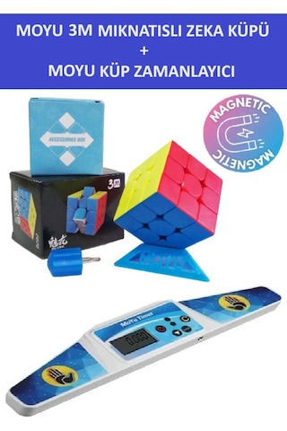 Moyu 3m Profesyonel Speed Cube Ve Moyu Küp Zamanlayıcı Seti-3x3 Rubik Zeka Küpü Ve Zamanlayıcı