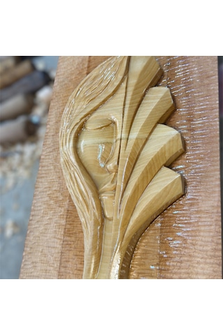 Ahşap El Oyması Dekoratif Pano 46x23 Cm