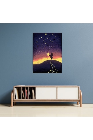 Gökyüzünden Kayan Yıldız Temalı Mdf Tablo 20x28 Cm
