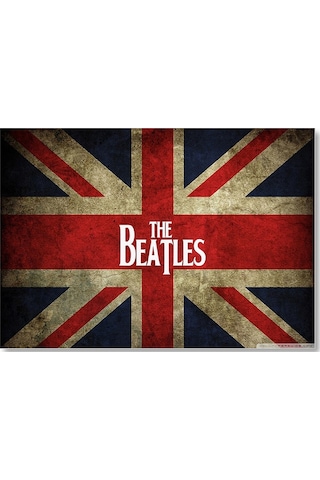 Cakasepetim İngiliz Bayrağı Üzerinde The Beatles Ahşap Mdf Tablo