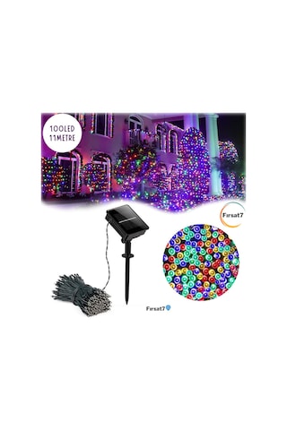 Solar 100 Ledli Rgb Işık 11 Metre Bahçe Aydınlatma İç Ve Dış Mekan Dekorasyon Güneş Enerjili Led Diğer