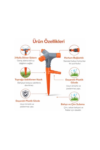 Dairesel Döner Fıskiye Kazıklı Bahçe Sulama Fıskiyesi Turbo Sprinkler Çim Bahçe Sulama Aparatı
