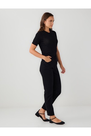 Jimmy Key Jimmy Key Siyah Normal Paça Yüksek Bel Cepli Dokuma Pantolon 6sw185478900