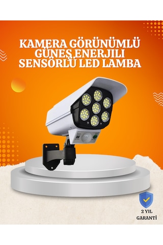 Solar Şarjlı Hareket Sensörlü Led Dış Mekan Lambası Kamera Tasarımlı Güvenlik Işığı Çok Renkli