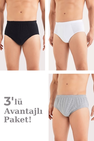 Arma Yıldız Erkek Pamuklu Külot Slip Beli Lastikli 3'lü Paket Renkli Çok Renkli