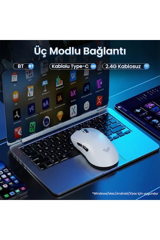 Aula Sc900 Pro Paw3395 Sensör 26000 Dpı 8000hz Kablolu Ve Kablosuz Gaming Oyuncu Mouse Beyaz Sc900pro