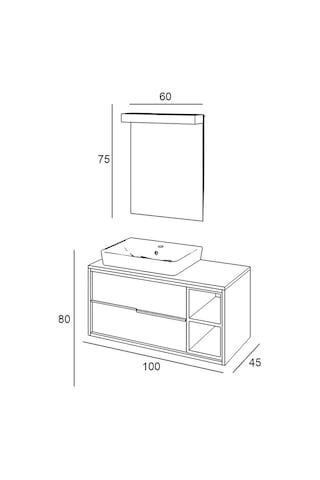 Denko Matia 100 Cm Mdf Banyo Dolabı Takımı Çok Renkli